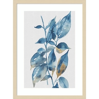 Blue Golden Leaves II by Andrea Haase Wood Framed Wall Art Print ...