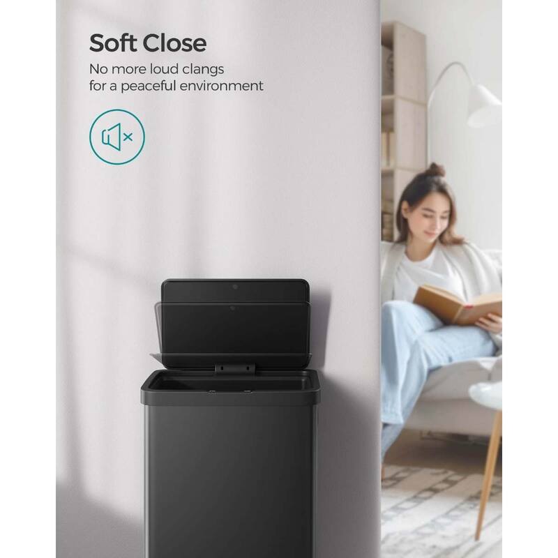 Touchless 18-Gallon Trash Can with Motion Sensor, Quiet Soft-Close
