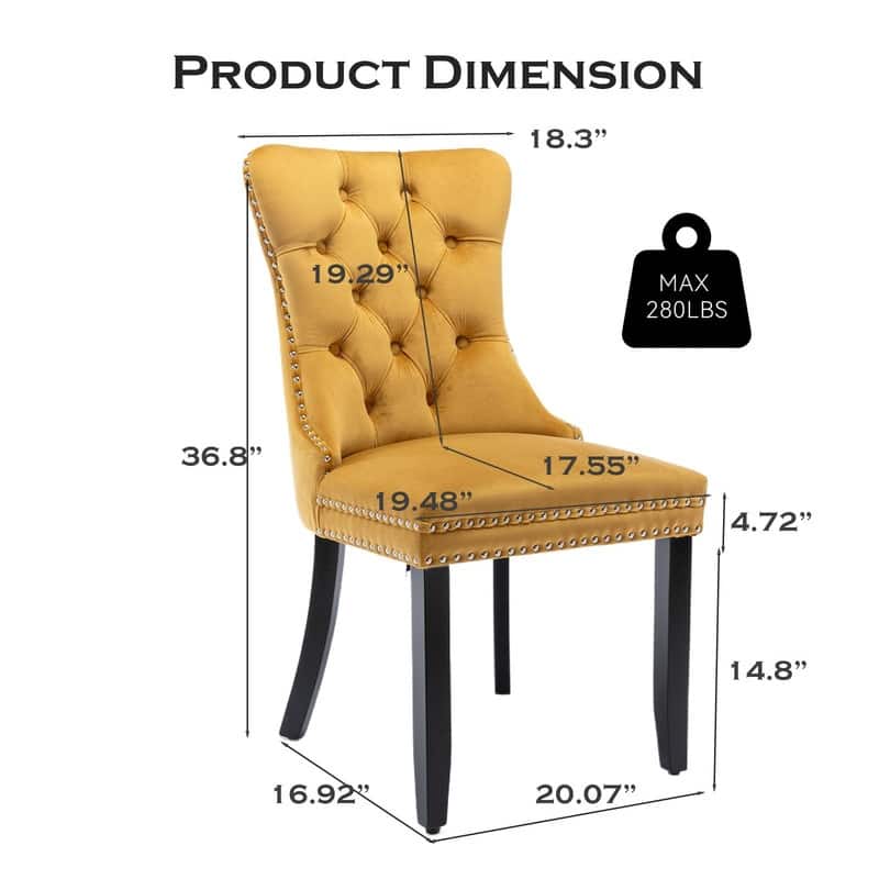 Tufted Naliheads Solid Wood Upholstered Dining Chairs (Set of 2)