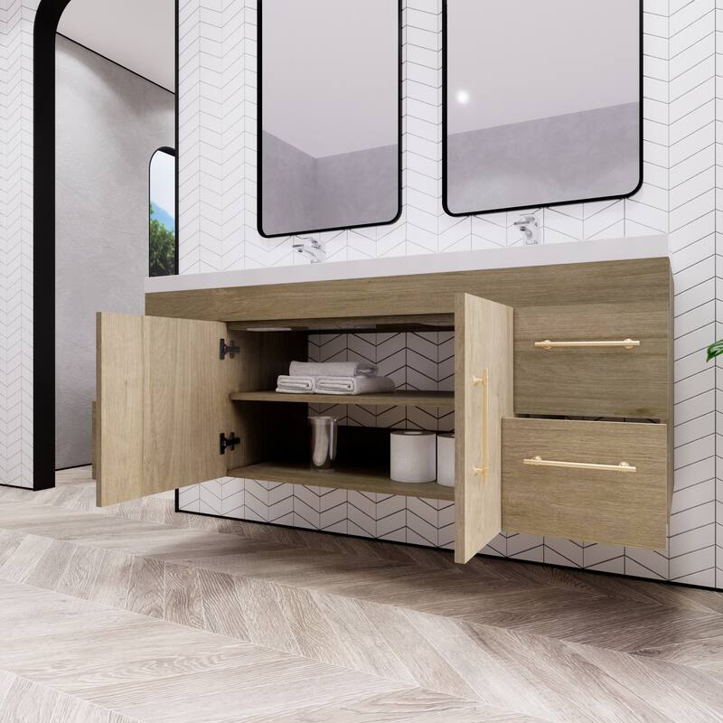 Eliza 60'' Wall Mounted Vanity with Double Sink