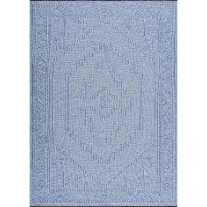 Alameda Solid Color Medallion Machine Washable Indoor Area Rug