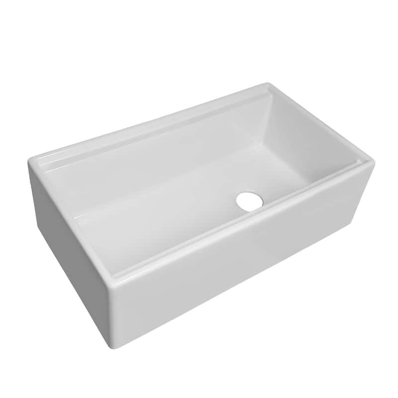 33" Reversible Single Bowl Fireclay Sink Set with a Smooth Front Apron, Walnut Wood Cutting Board and Stainless Steel Grid