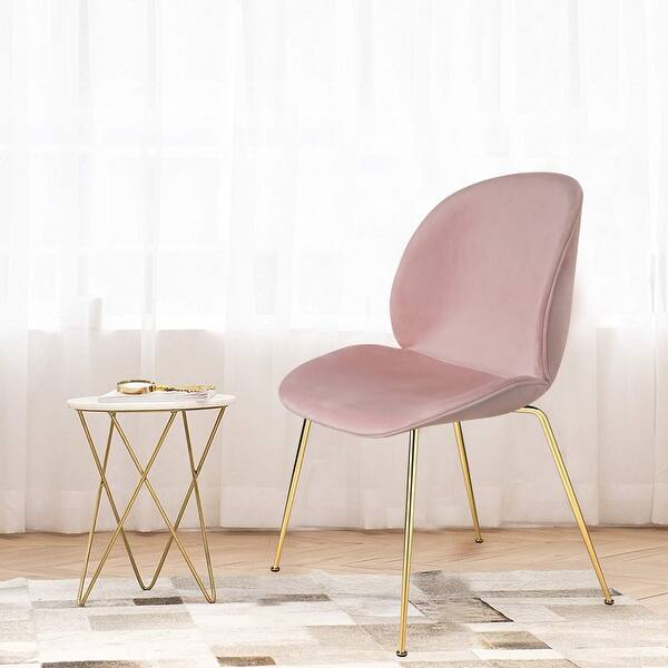 Velvet Suede Dining Chairs Upholstered Side Chairs With Golden Leg For Living Room Bedroom Or Dining Room 2 Pack Overstock 33544877