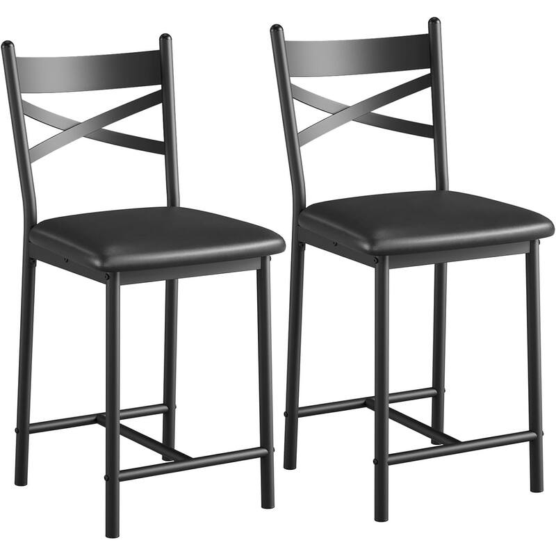 Modern Set of 2 Kitchen Barstools with Footrest and Back