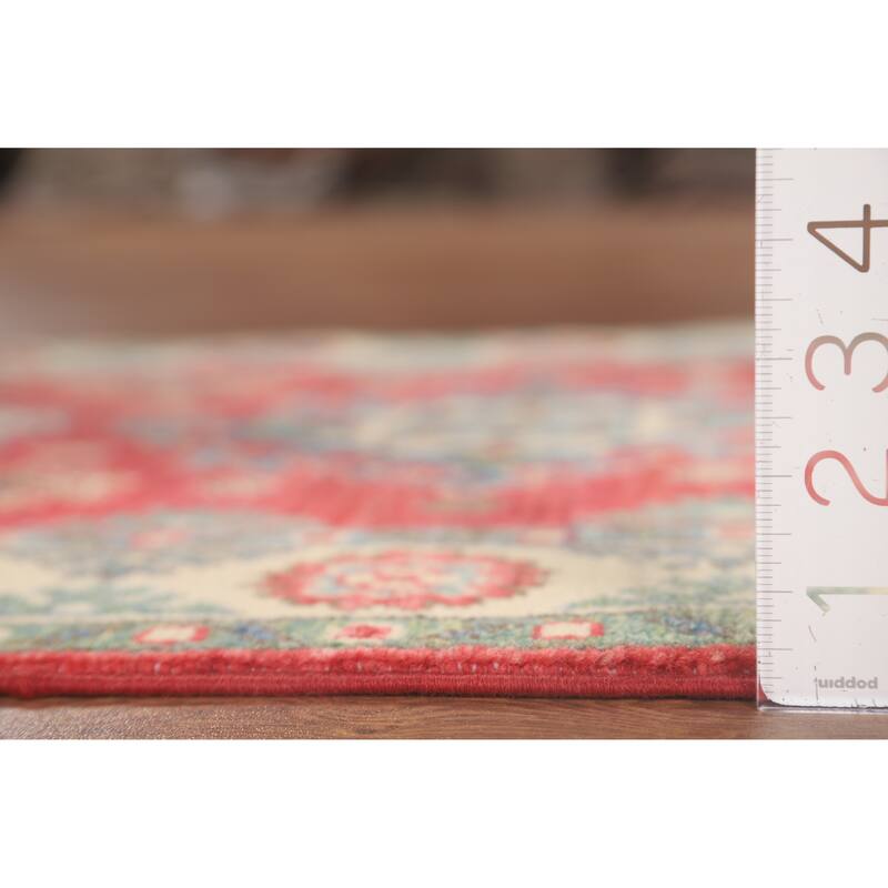 Traditional Kazak Accent Rug Hand-Knotted Red Wool Carpet - 2'7" x 4'0"