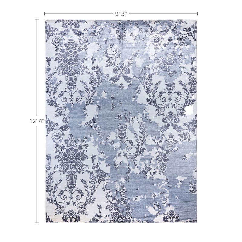 Modern One-of-a-Kind Hand-Knotted Area Rug, Blue - 9' 3" x 12' 4"
