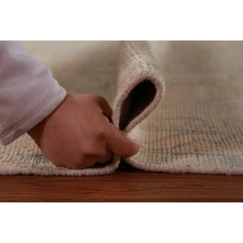 Hand Knotted Oriental 100% Wool Carpet Transitional All-Over Navy Blue & Blues Oushak Area Rug - 12' 2'' X 9' 6''