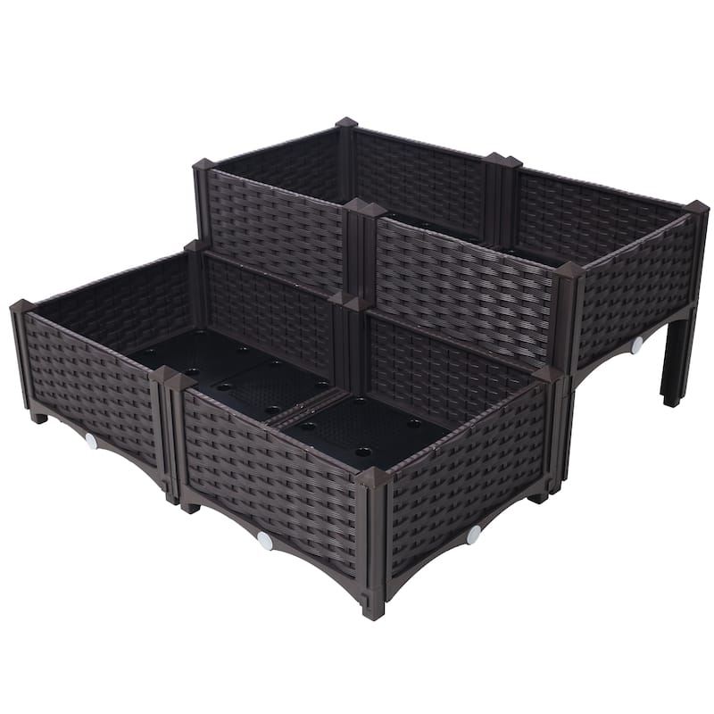 Modern Minimalist Garden Bed with Automatic Watering System 1 Drainage Hole Panel, for Vegetable Flower Herb Outdoor - 8' x 10'