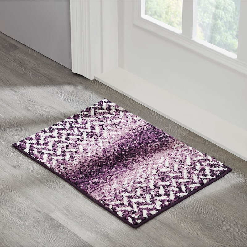 Better Trends Casablanca Collection 100% Micro Polyester Soft Plush & Absorbent Water Machine Washable 2 Piece Bath Rug Set - 2 Piece Set (17" x 24" | 17" x 24") - Purple