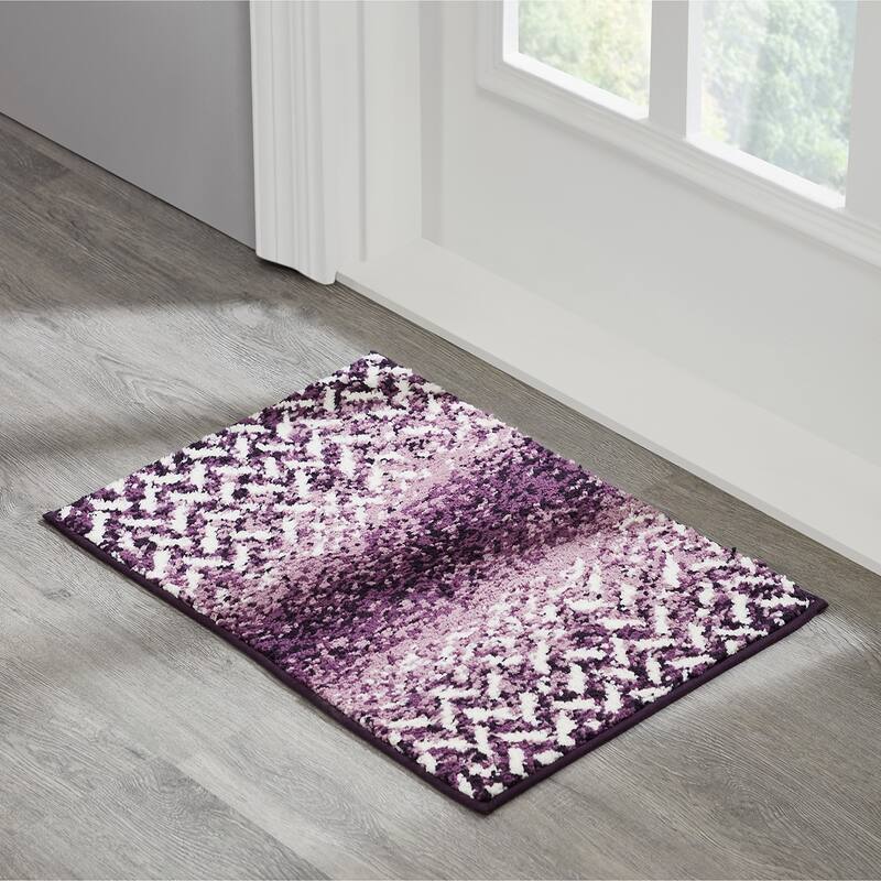 Better Trends 100% Micro Polyester 3 Pc Bathroom Rug Set- Casablanca Collection with Chevron Pattern, Maching Washable Bath Mat