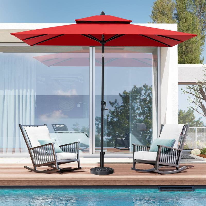 Crestlive 9 x 5 FT Double Top Patio Outdoor Market Umbrella Table Umbrella, Base Not Included