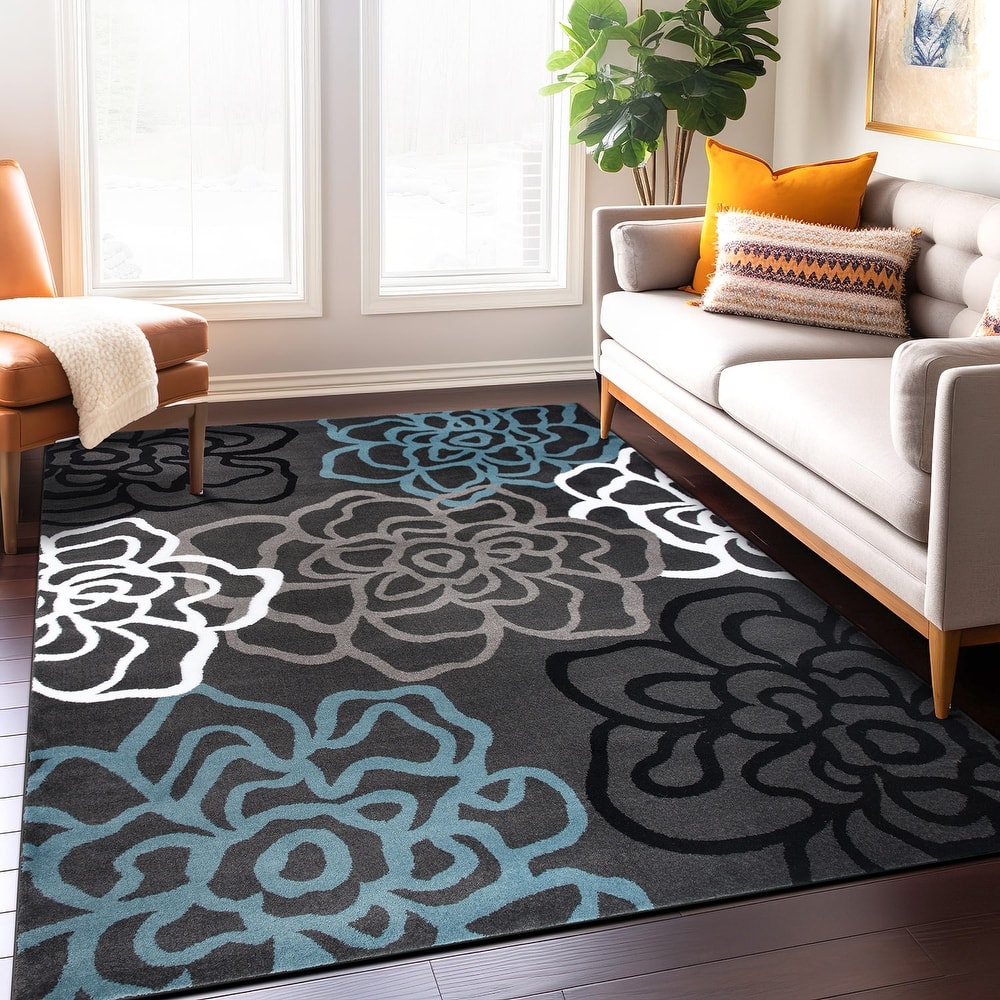 World Rug Gallery Contemporary Modern Floral Flowers Area Rug