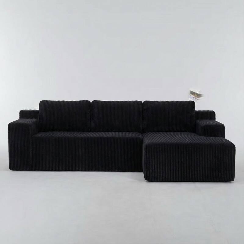 96" L-Shaped Corduroy Sectional Sofa, No Assembly Required