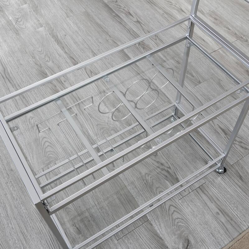 FirsTime & Co. Francesca Bar Cart, Metal Frame, Wood/Glass Top
