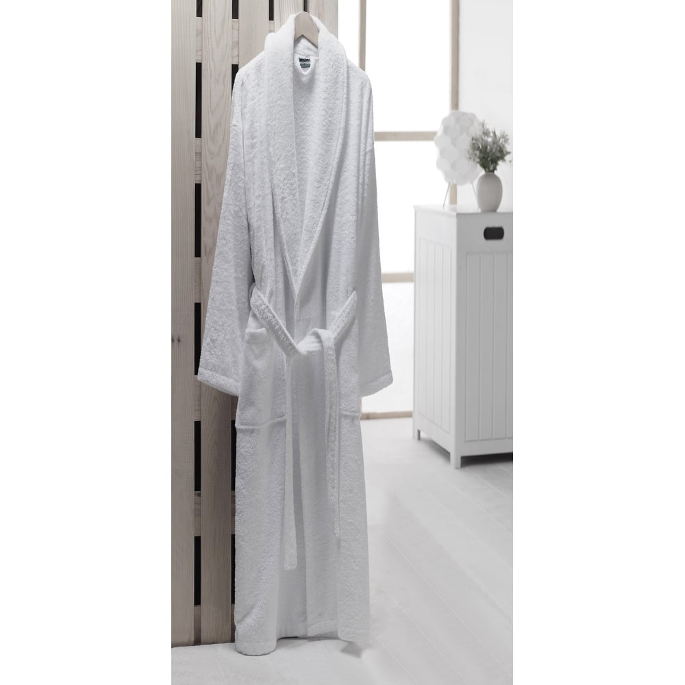Luxury White Turkish Cotton Towel Terry Shawl Collar Bathrobe for Women and Men