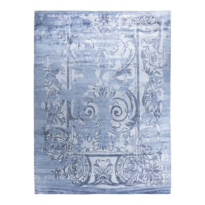 Modern One-of-a-Kind Hand-Knotted Area Rug, Blue - 9' 1" x 11' 10"