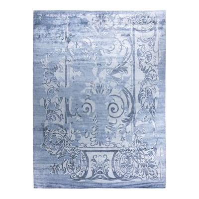 Modern One-of-a-Kind Hand-Knotted Area Rug, Blue - 9' 1" x 11' 10"