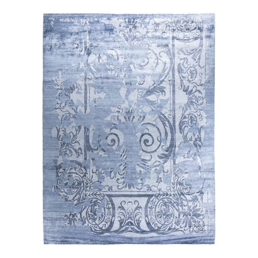 Modern One-of-a-Kind Hand-Knotted Area Rug, Blue - 9' 1" x 11' 10"