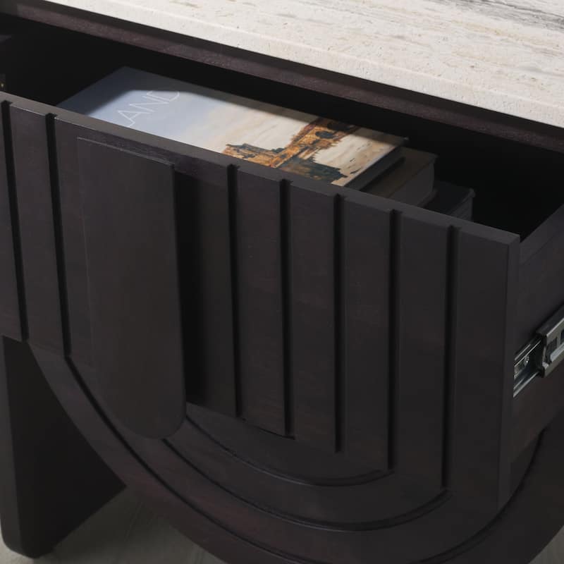 SAFAVIEH Couture Floris Travertine Top Nightstand