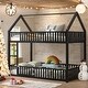 preview thumbnail 11 of 18, Sturdy Metal Twin over Twin House Bunk Bed with Fence and Door for Bedroom Black