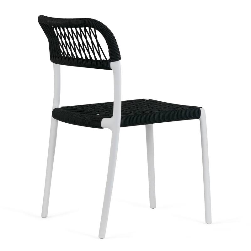 Belen Bates Black White Outdoor Dining 2 Seats Set