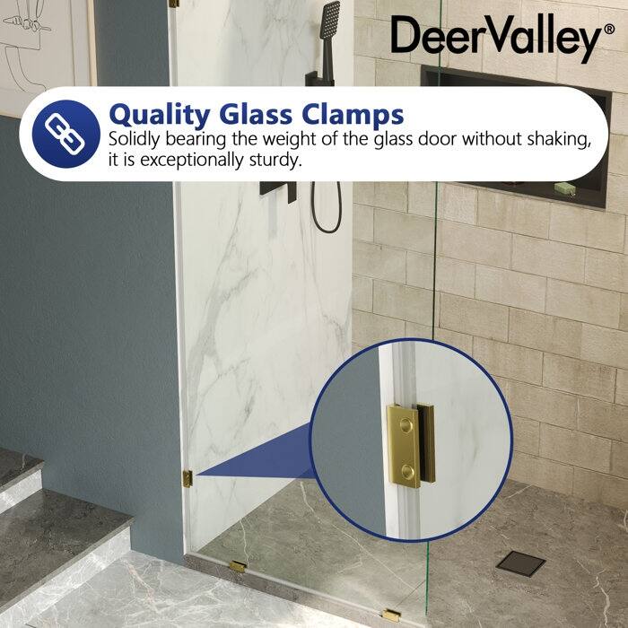 DeerValley 32"×78" Single Fixed Glass Panel For Shower, Thick Frameless Tempered Safety Glass Shower Screen