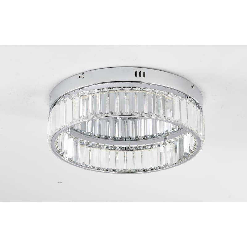 Transitional 1-Light Chrome Crystal LED Flush Mount
