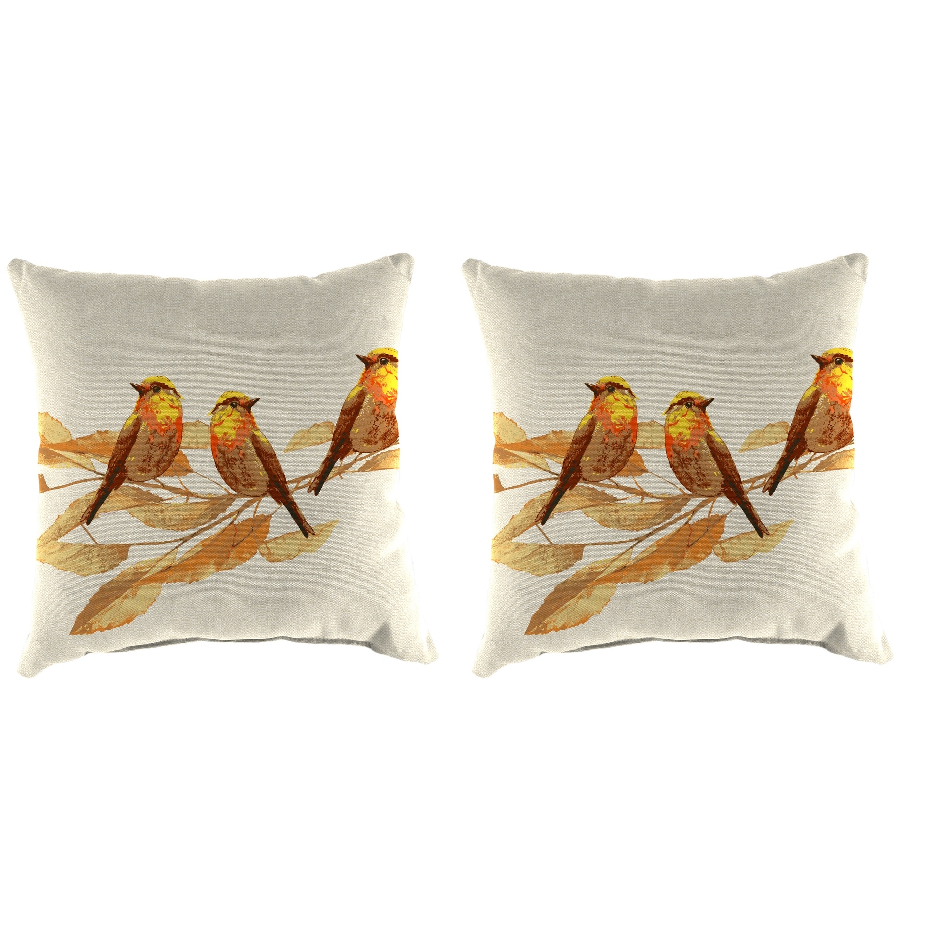 16" Set of Toss Pillows in Fall Birds 16x16x4"