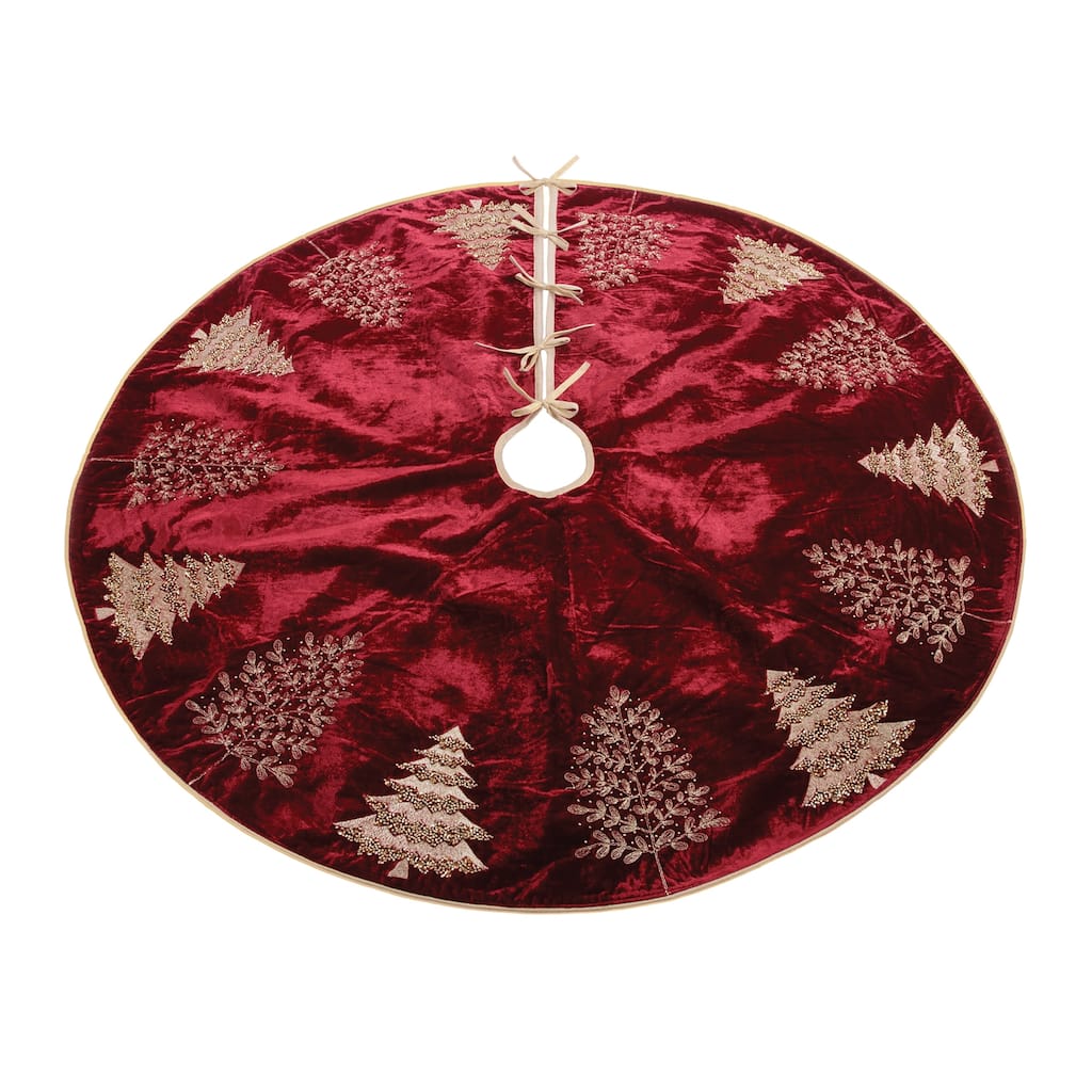 Embroidered Evergreen Tree Skirt 48"D