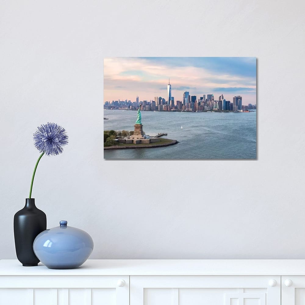 iCanvas "Statue Of Liberty, New York Harbor, Manhattan Skyline, New York City, New York, USA" by Matteo Colombo Canvas Print
