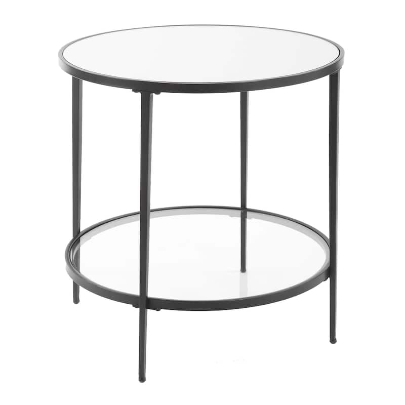 Silver Orchid Iron Black Round End Table