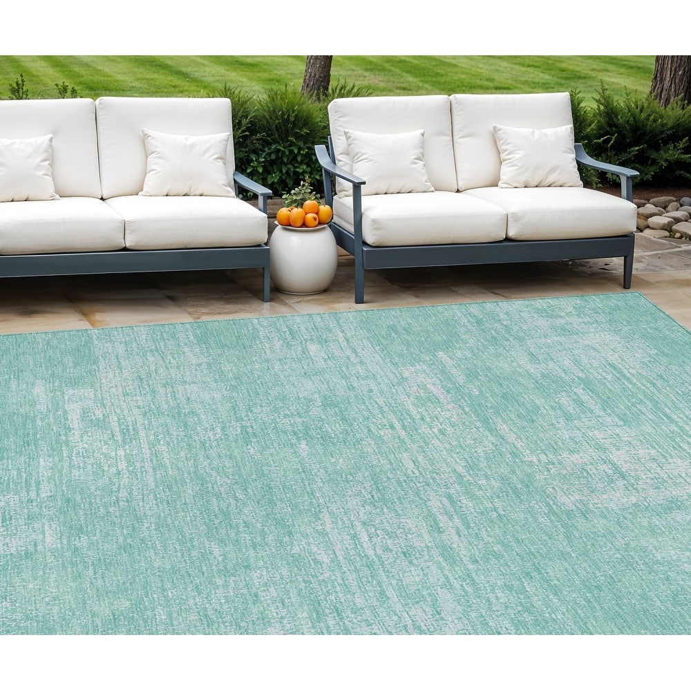HomeRoots Abstract Transitional Rectangle Outdoor Rug