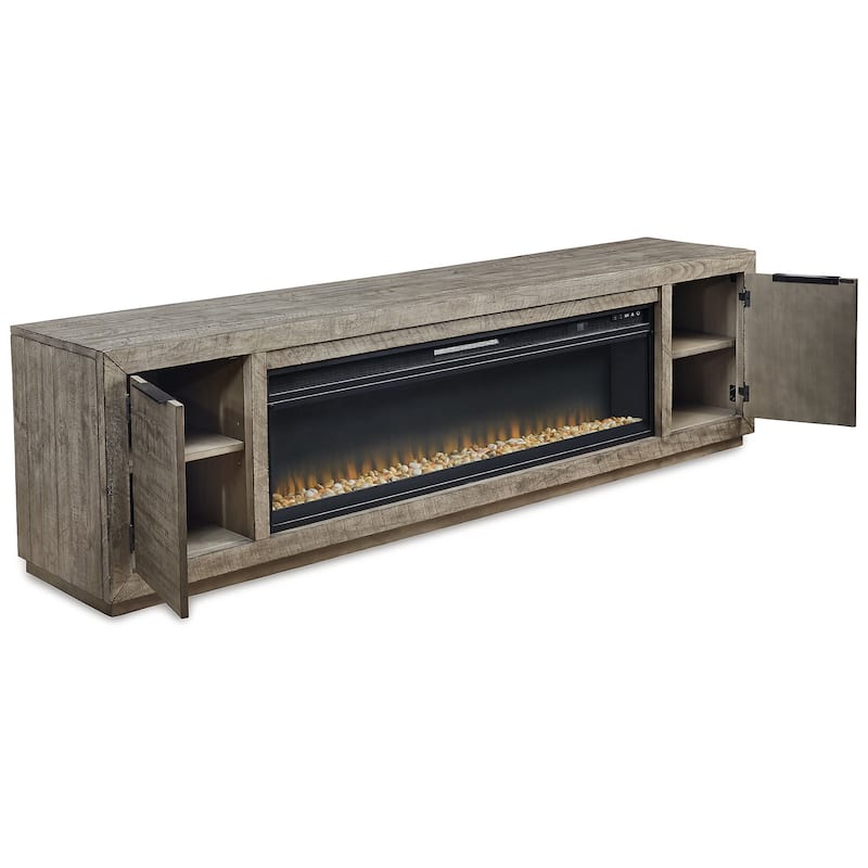 Signature Design by Ashley Krystanza 92" TV Stand for TVs up to 105" with Electric Fireplace - 92"W x 18"D x 25"H