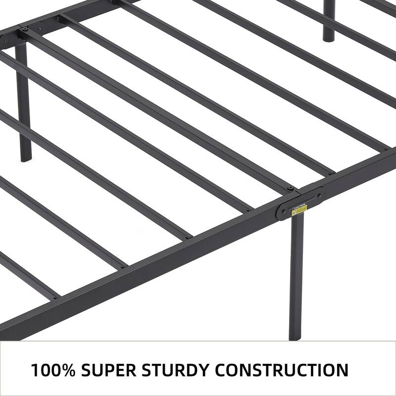 Javlergo Metal Platform Bed Frame with Elegant Headboard, Heavy Duty Steel Slats Support/No Box Spring Needed