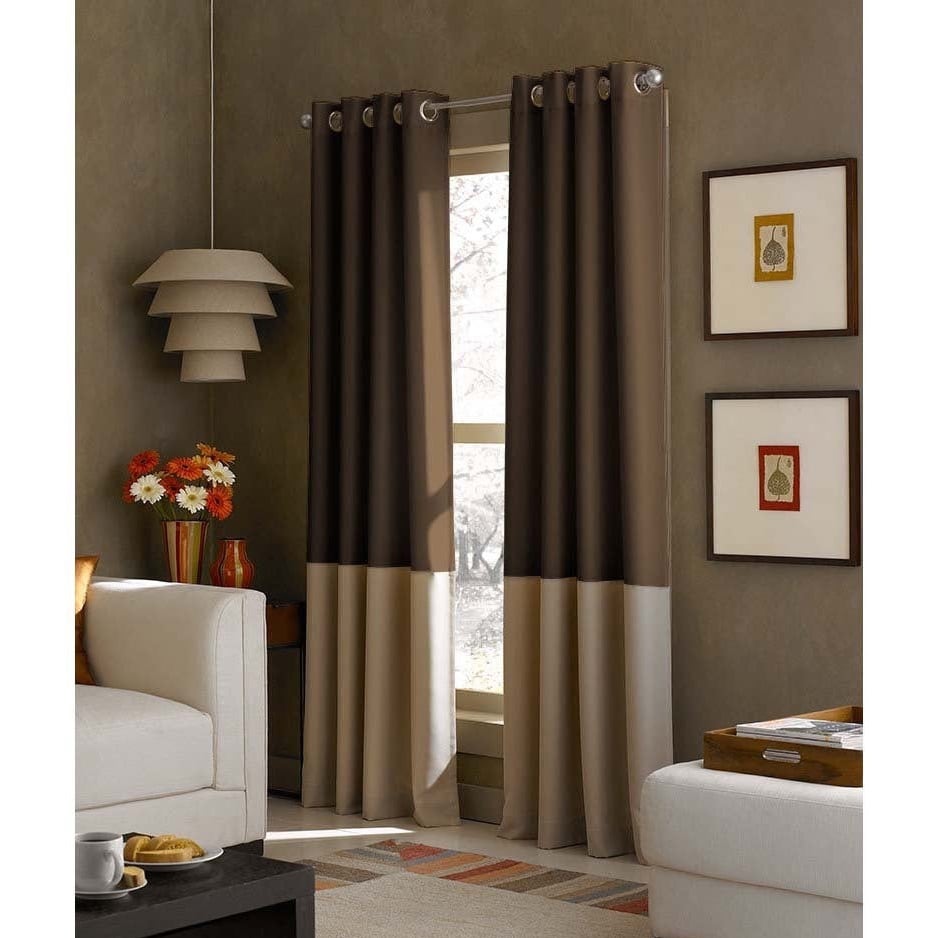 Home Window Walleye Lined Drape Kendall Color Block Grommet Curtain Panel 
