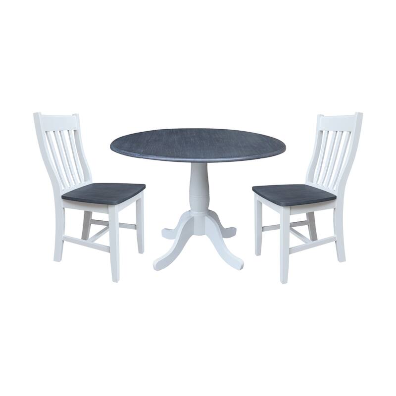 42" Round Top Dual Drop Leaf Pedestal Table with Dining Chairs