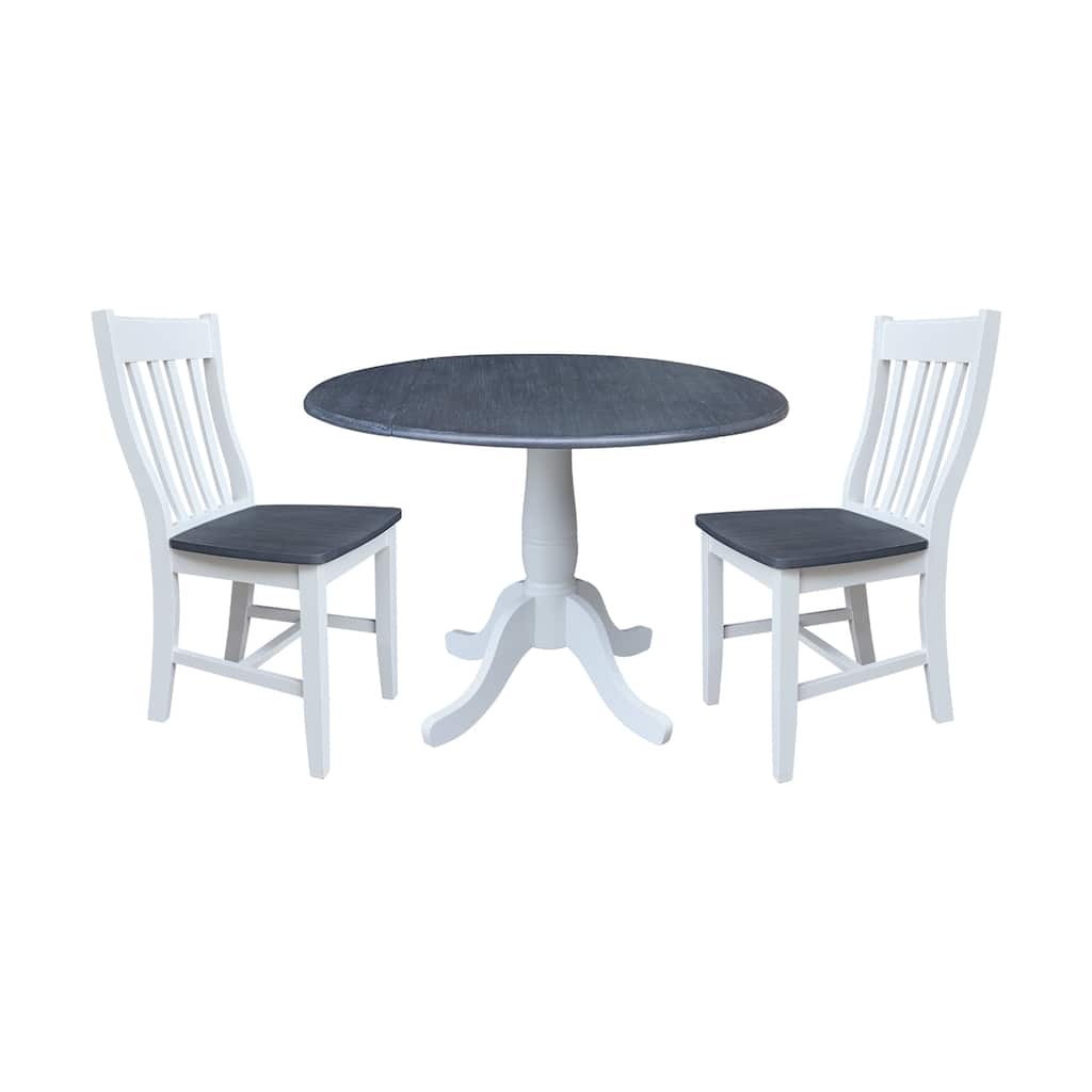 42" Round Top Dual Drop Leaf Pedestal Table with Dining Chairs