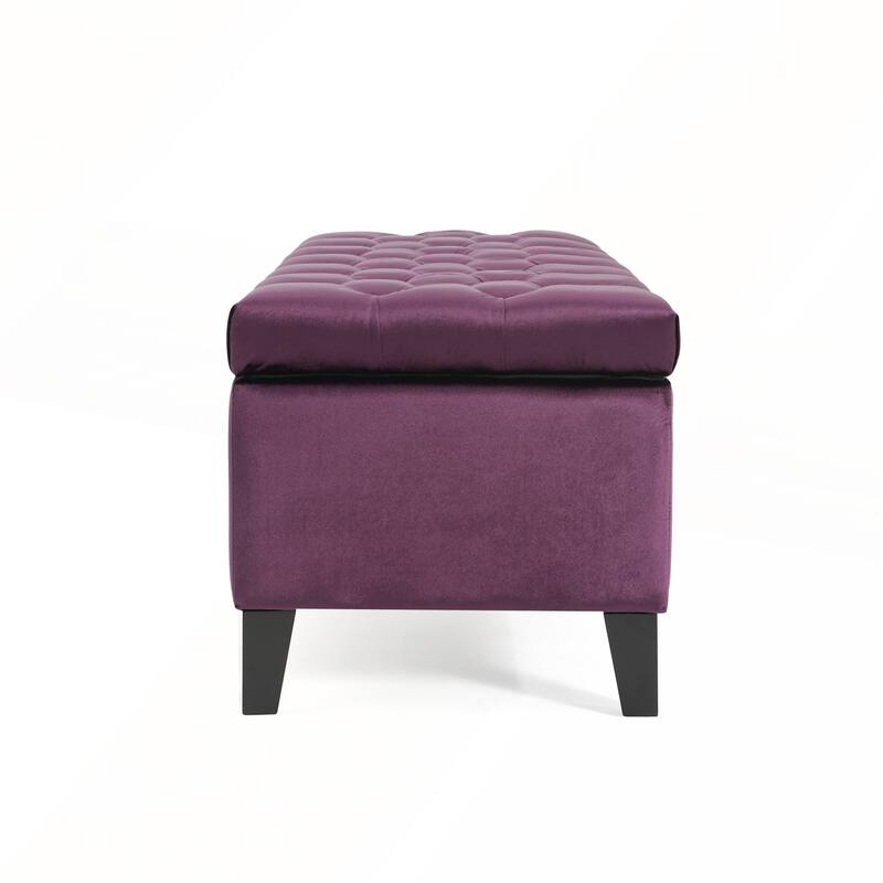 Button-Tufted Storage Ottoman with Diamond Stitching for Modern Living and Extra Seating