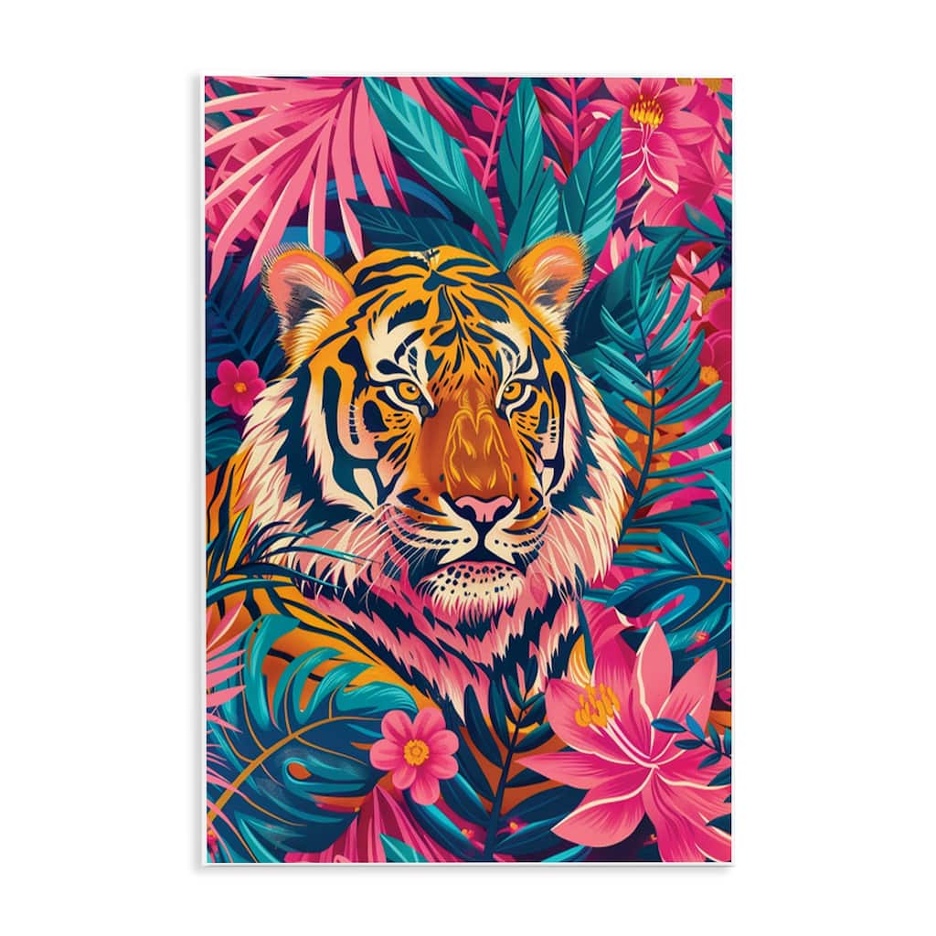 Stupell Tropical Tiger Among Leaves Wall Plaque Art Design By LSR Design Studio