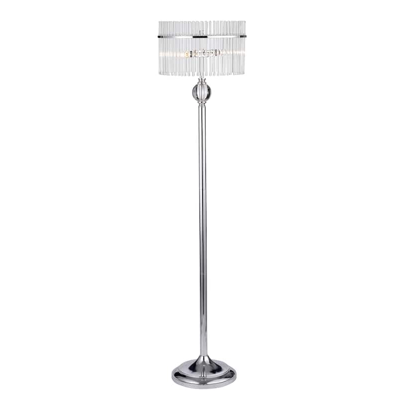 Chrome 3-Light Floor Lamp Crystal Clear Shade