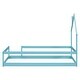 preview thumbnail 7 of 6, Twin Size Pine Wood Platform Bed Frame with House-Shaped Headboard Floor Bed with Full-Length Guardrails, Light Blue