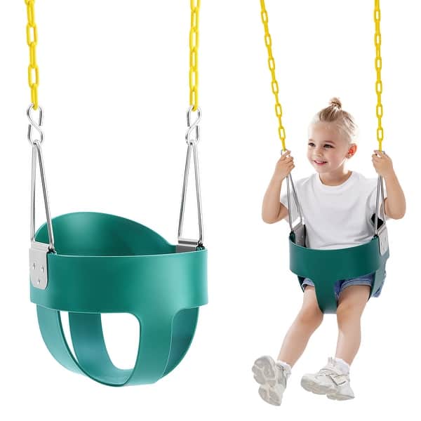 slide 2 of 7, Toddler Swing Seat, High Back Full Bucket Baby Swing Seat with Coated Chains and Carabiners - 150 lbs High Load Capacity 150 lbs High Load Capacity