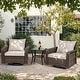 preview thumbnail 3 of 7, Nuu Garden 3-Piece Patio Wicker Conversation Set with Swivel Chairs, Zippered Cushions
