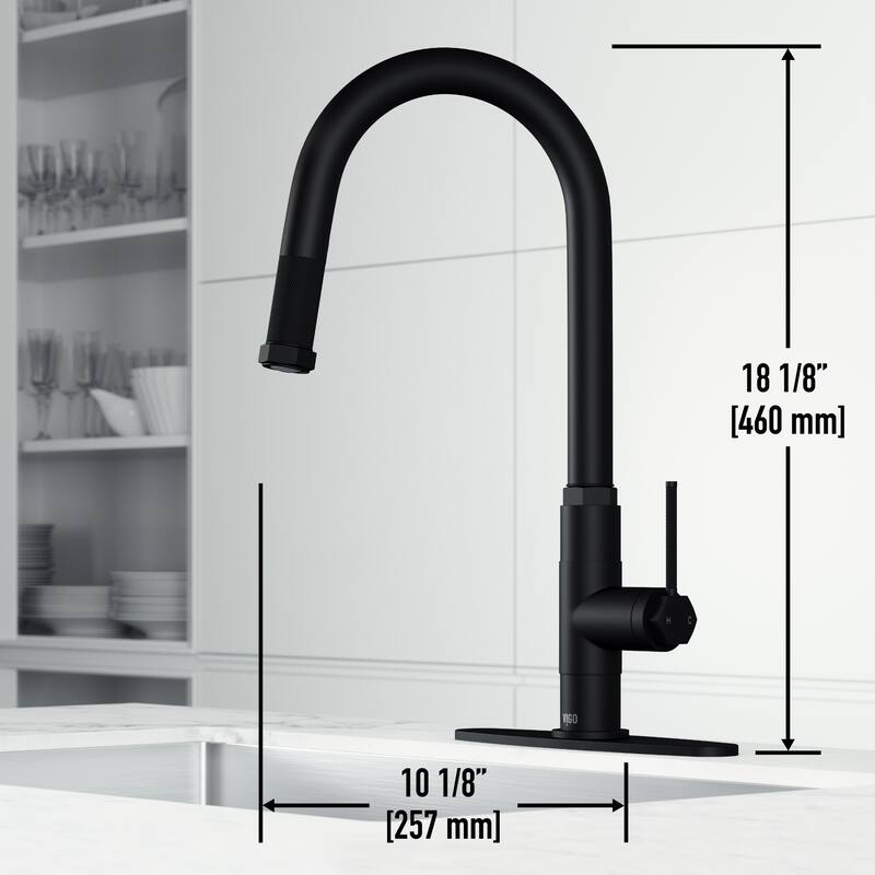 VIGO Hart Arched 18" H Single Handle Pull-Down Kitchen Faucet