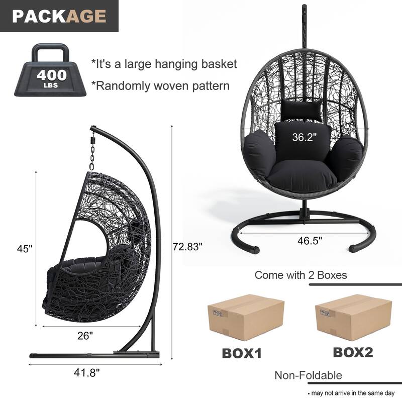 PE Wicker Swing Egg Chair with Puffy Cushion