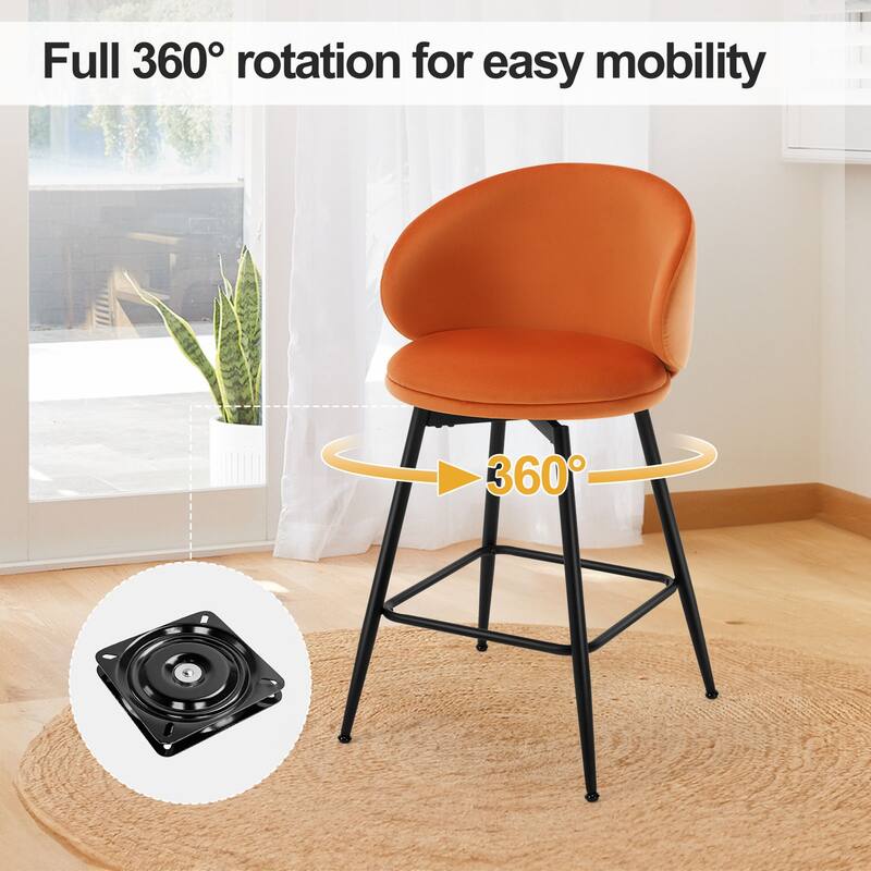 26"/30" Velvet Upholstered Swivel Counter/Bar Stools Set of 2/3