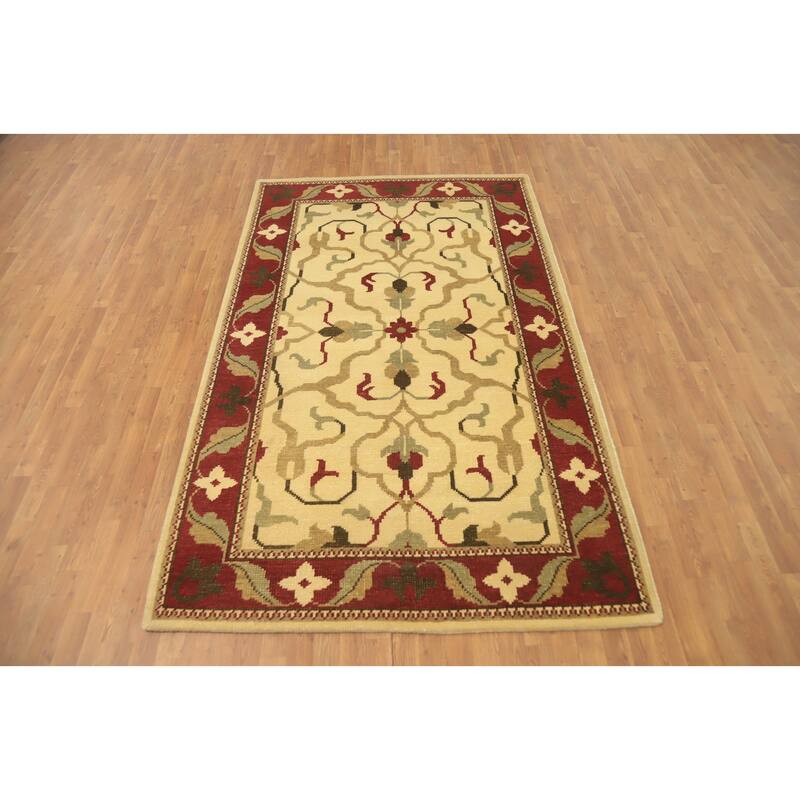 Handmade Floral Indian Area Rug 6x9 - 9' 2'' X 5' 7''