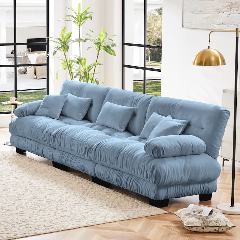 Rossetta 3-Seater Stylish Design Chenille Modular Sectional Sofa with Round Bolster Armrests