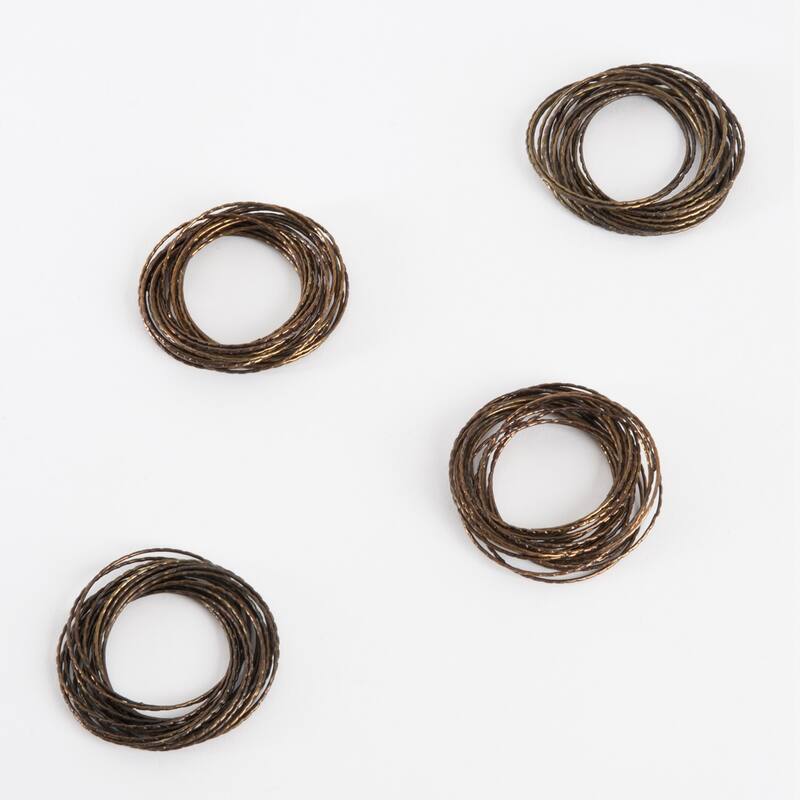 Metallic Metal Bangled Napkin Ring - set of 4 pcs