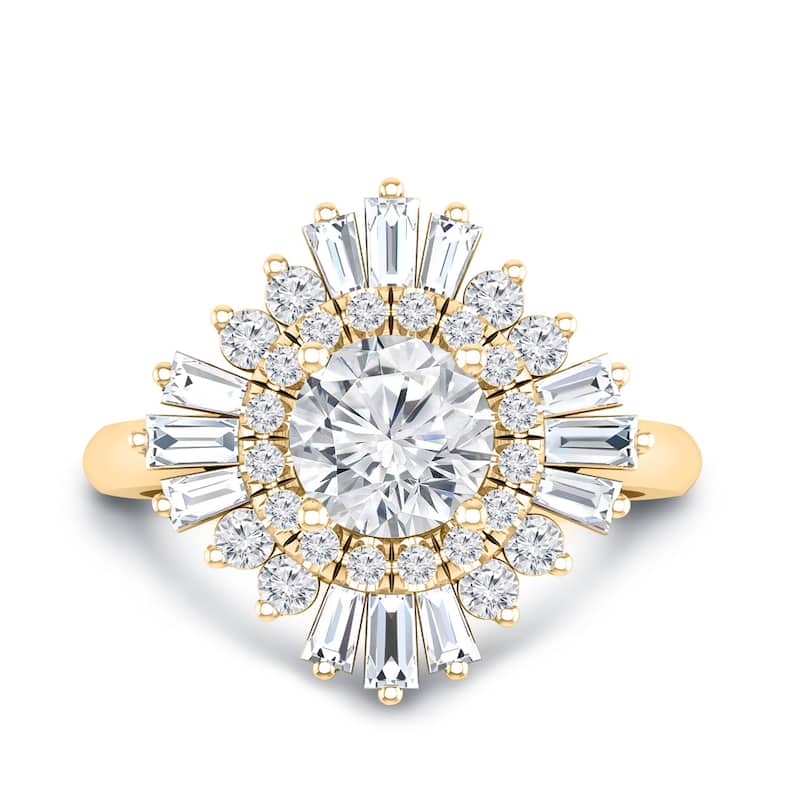 Auriya 14k Gold 1 1/2ctw Ballerina Halo Diamond Engagement Ring Certified (G-H, VS1-VS2)